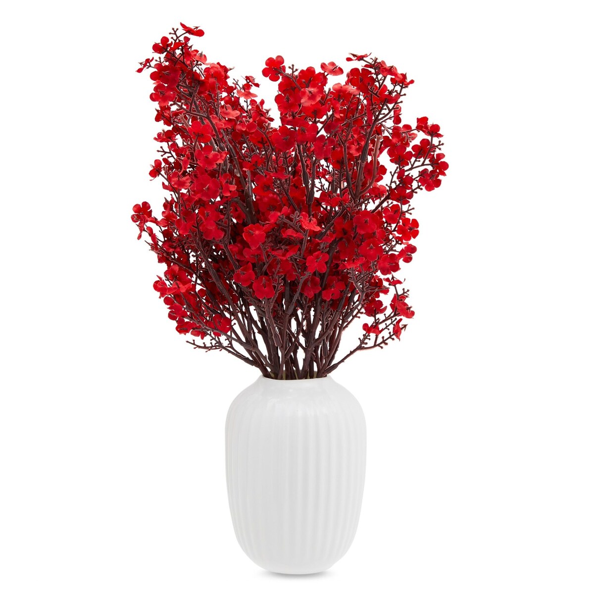 Silk Artificial Baby's Breath Flowers with Stem, Red Babies Breath Bouquets (20 In, 6 Pack)