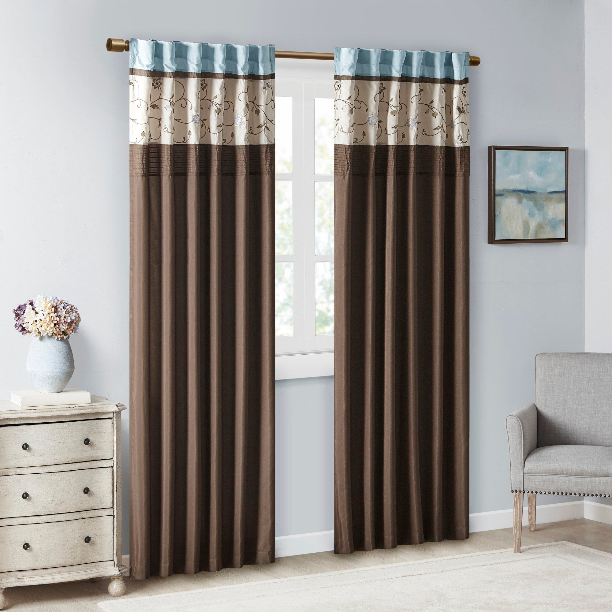 Madison Park Belle Embroidered Window Curtain Panel