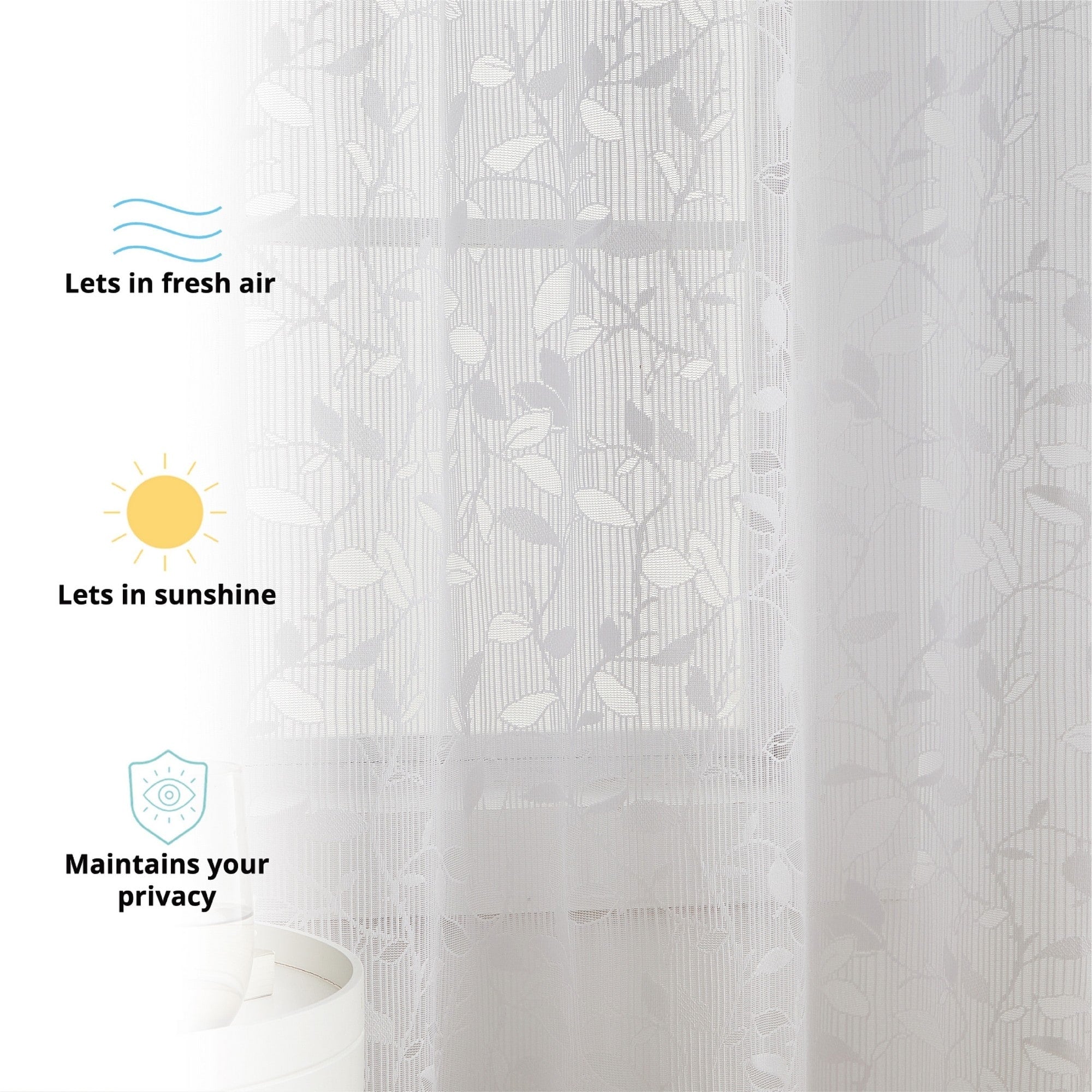 HLC.me Joyce Floral Decorative Semi Sheer Light Filtering Grommet Window Treatment Curtain Panels - Set of 2 Panels