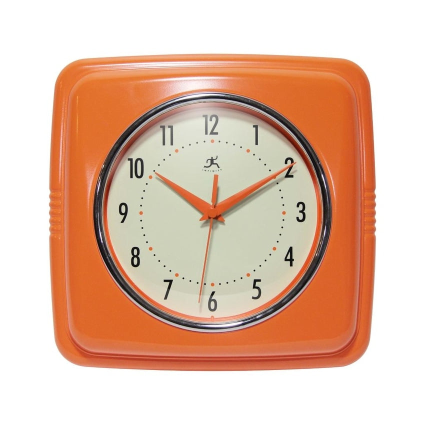 Infinity Instruments Retro 9.25-inch Square Wall Clock - 9.25 x 1.875 x 9.5