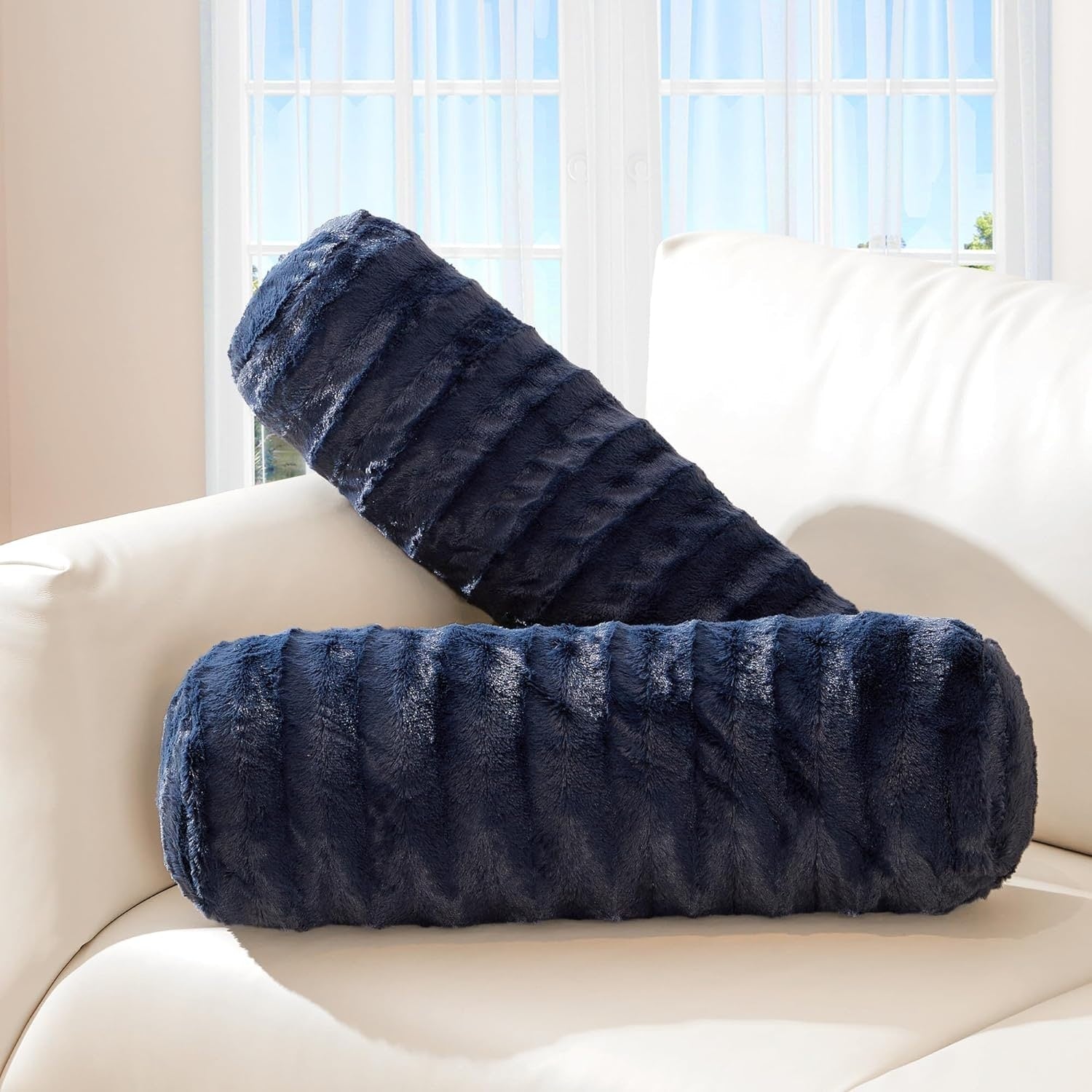 Cheer Collection 8 x 24 Set of 2 Decorative Roll Bolster Pillows