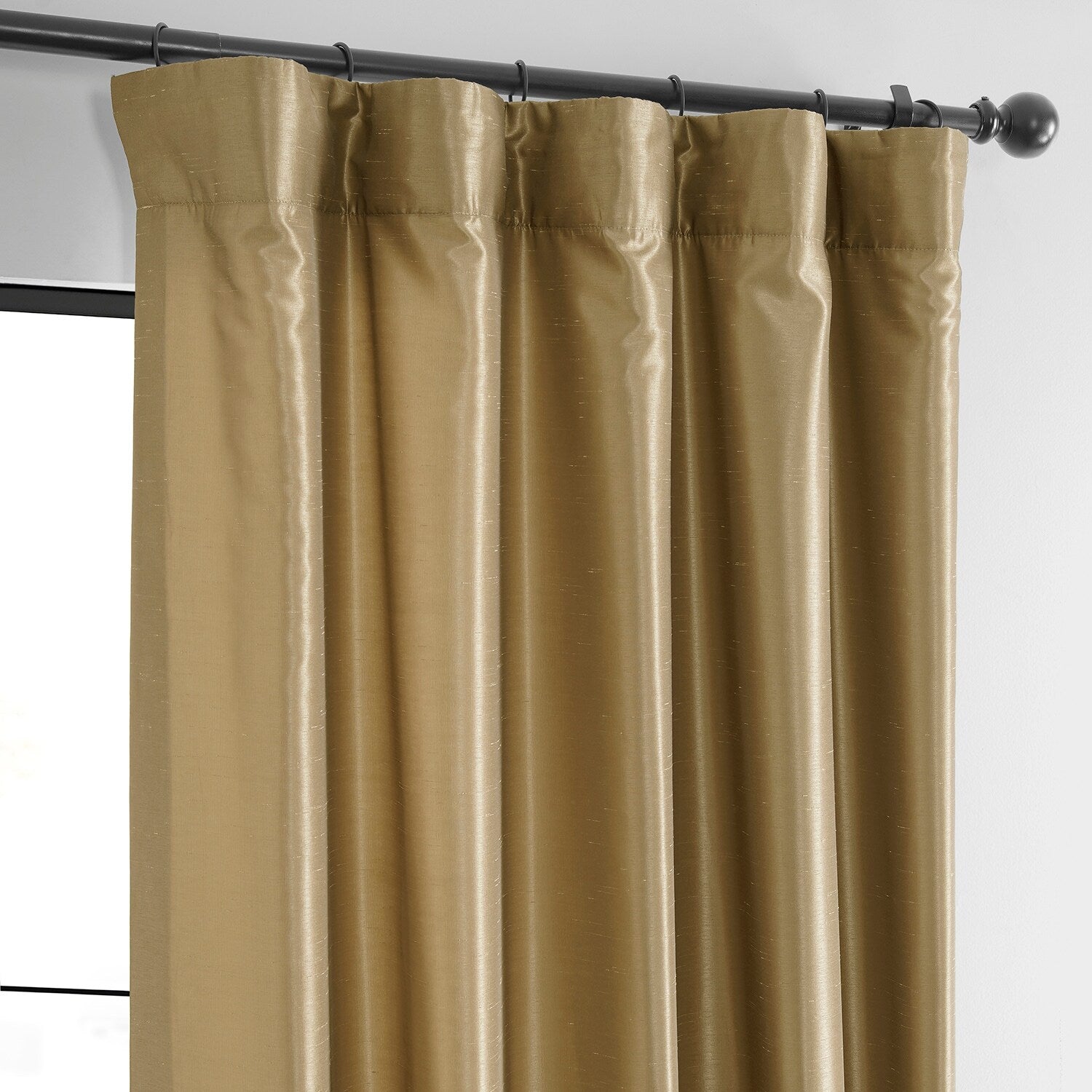 Exclusive Fabric Flax Gold Textured Silk Single Curtain (1 Panel)