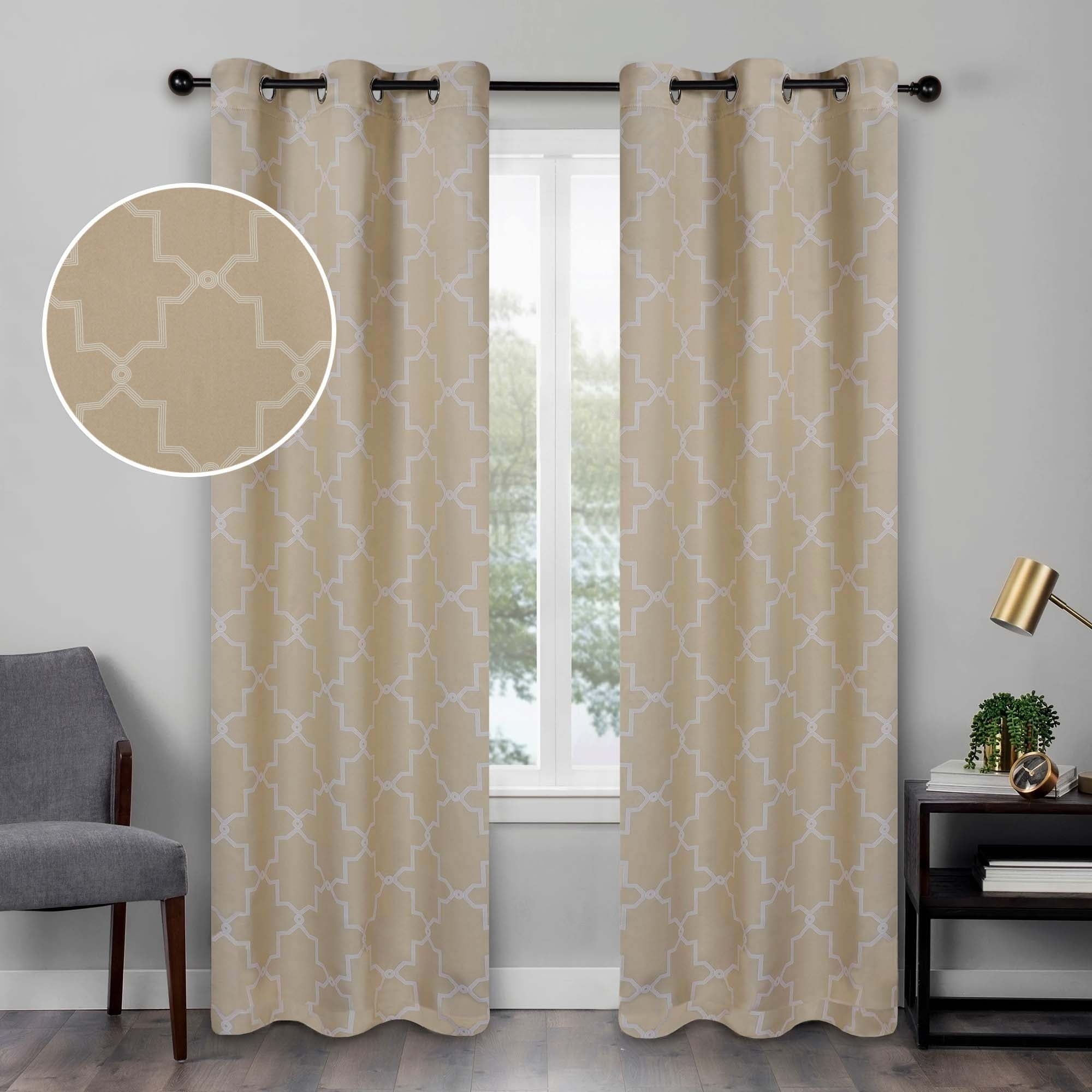 Imperial Trellis Washable Room Darkening Blackout Curtains, Set of 2 Panels