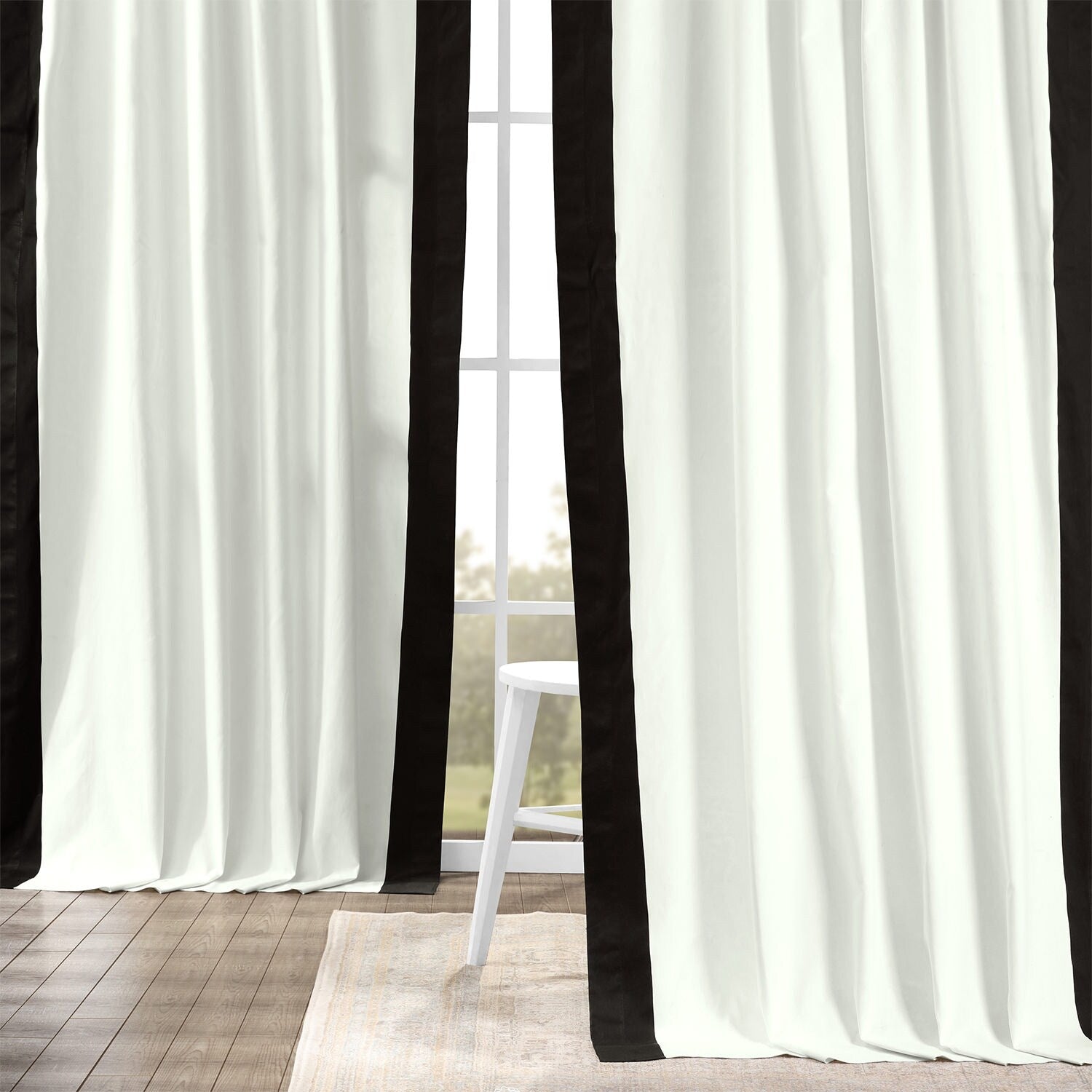 Exclusive Fabrics Urban Borders Vertical Colorblock Panama Cotton Curtain (1 Panel)