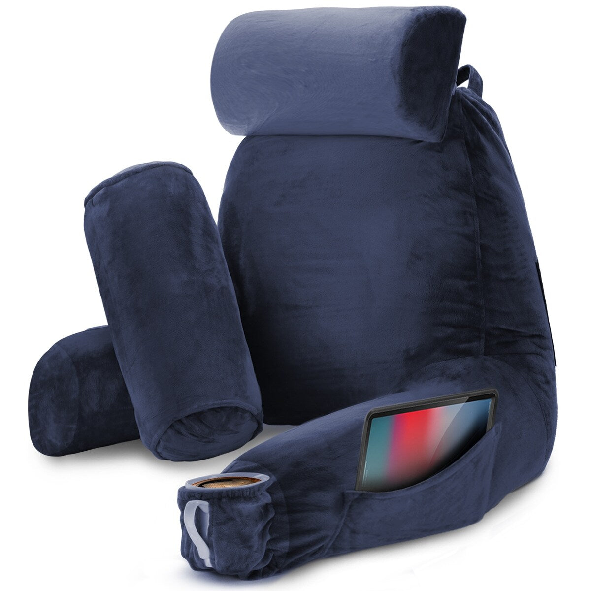 Nestl Memory Foam Reading Pillow with Backrest, Arms and Pockets