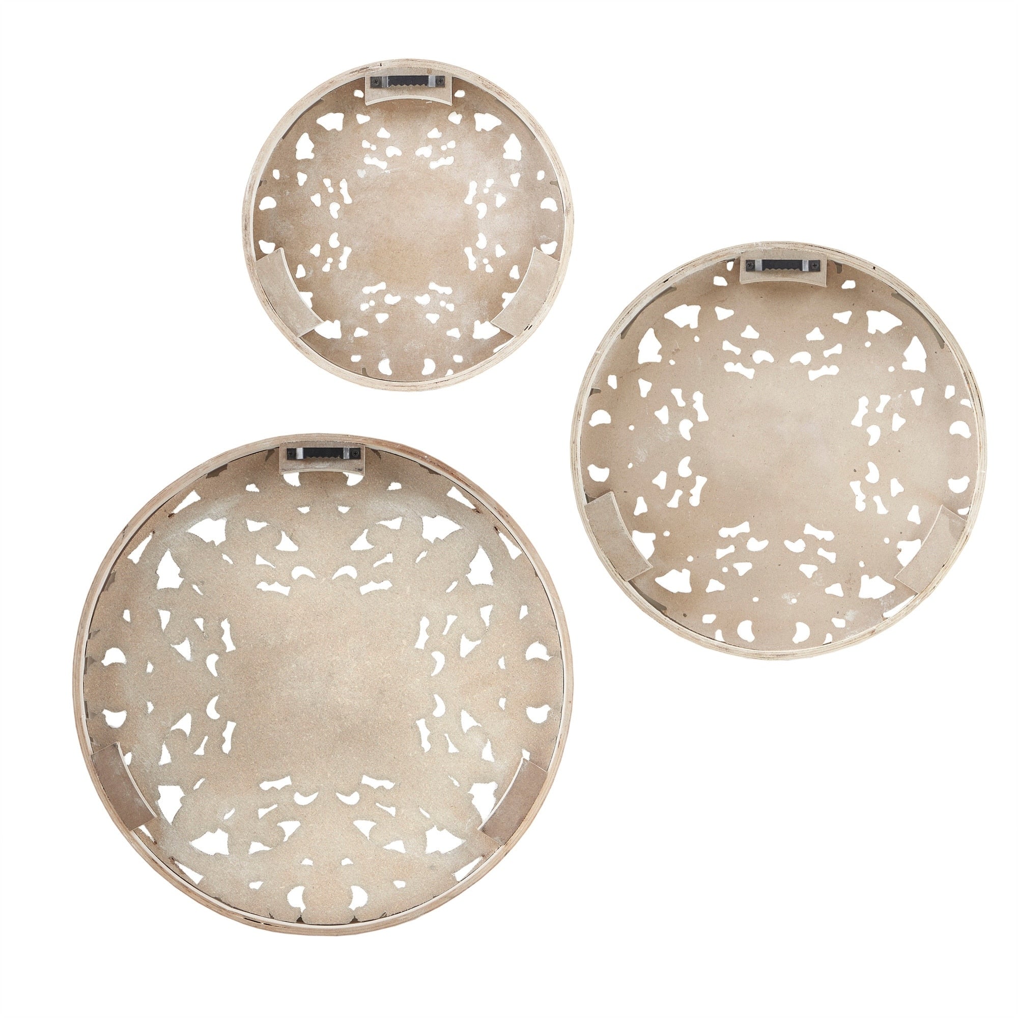 Madison Park Medallion Trio Distressed White Floral 3-piece Carved Wood Wall Decor Set