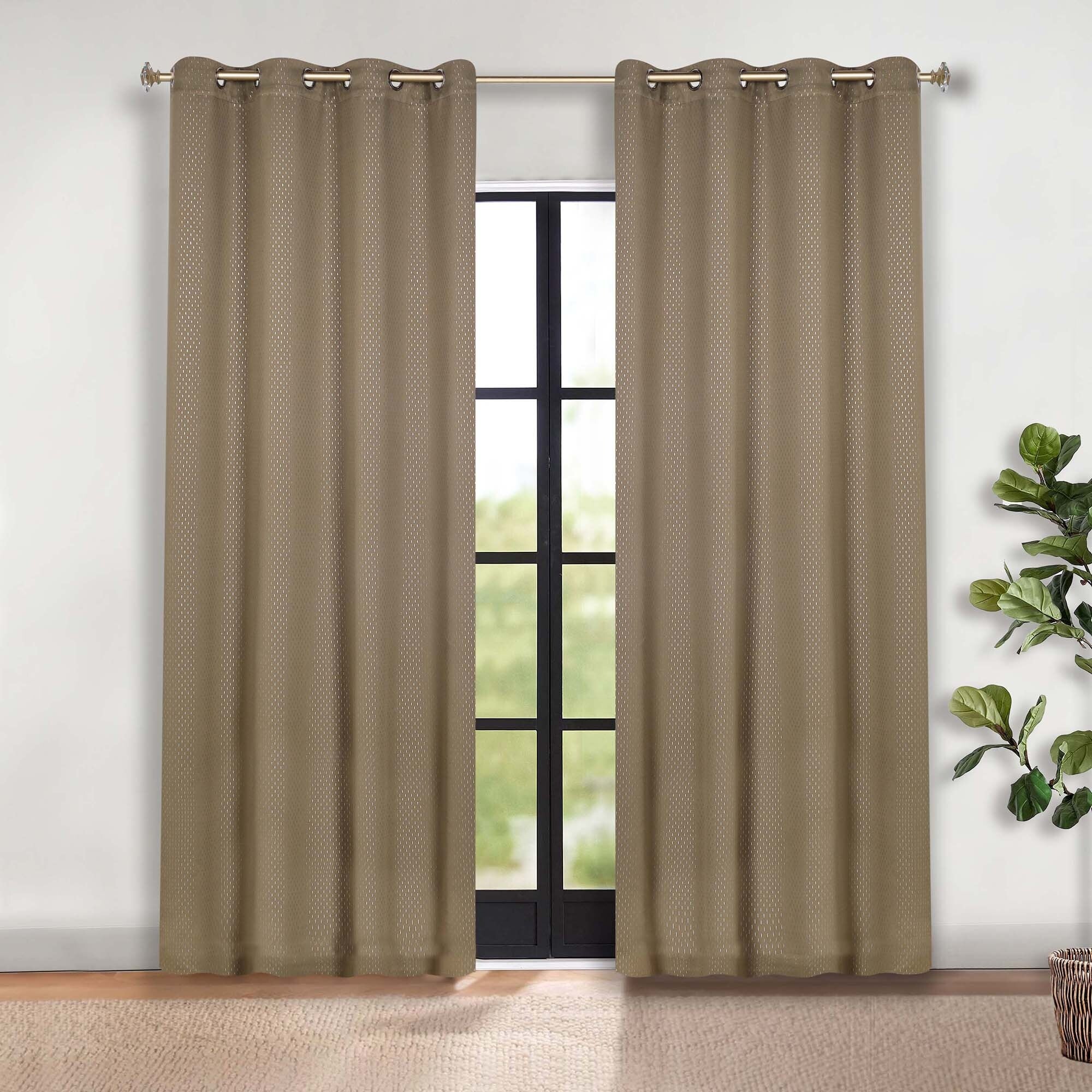 Superior Shimmer Washable Room Darkening Curtains, Set of 2 Panels