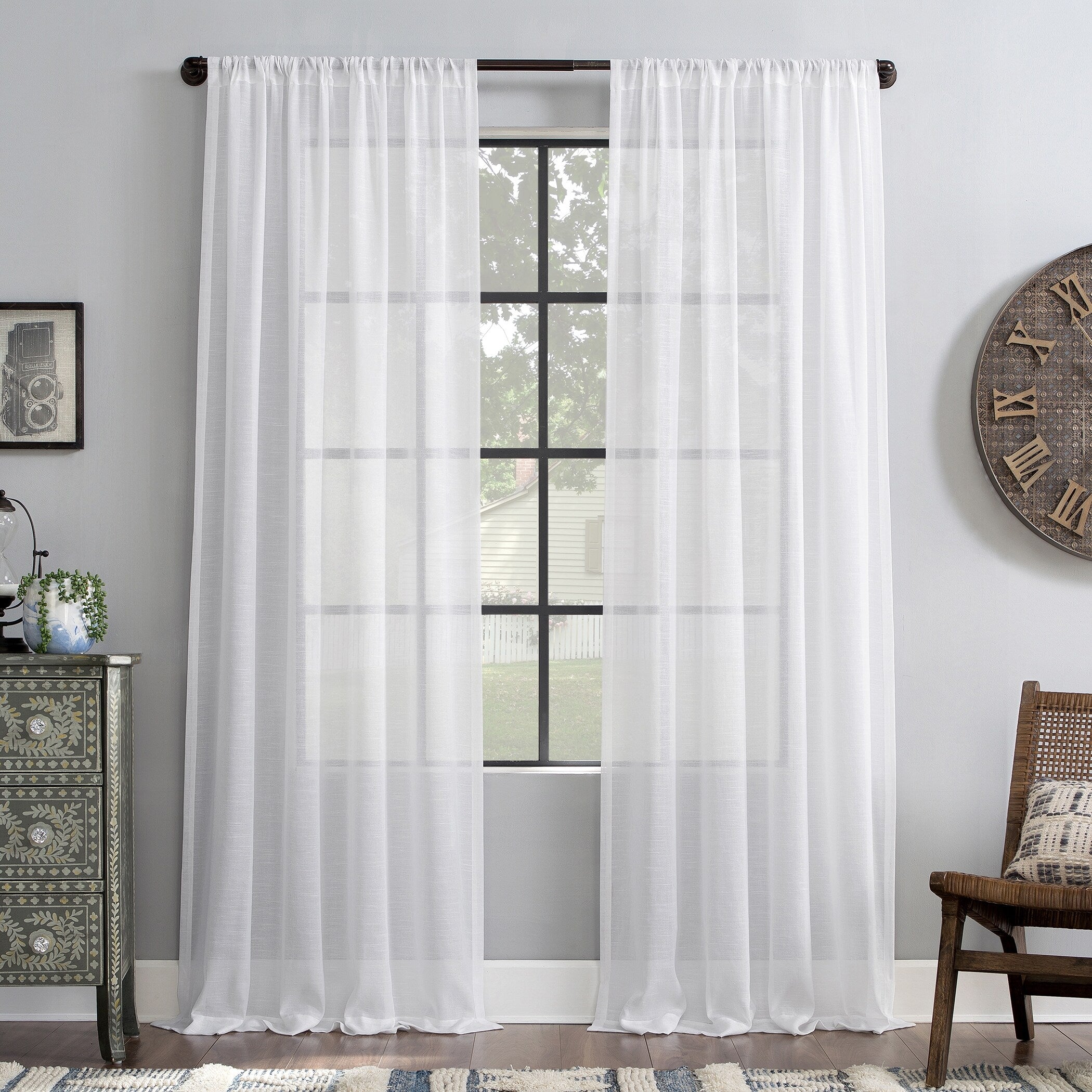 Archaeo Slub Textured Linen Blend Curtain, Single Panel