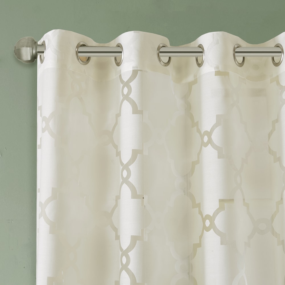 Madison Park Laya Fretwork Burnout Sheer Curtain Panel