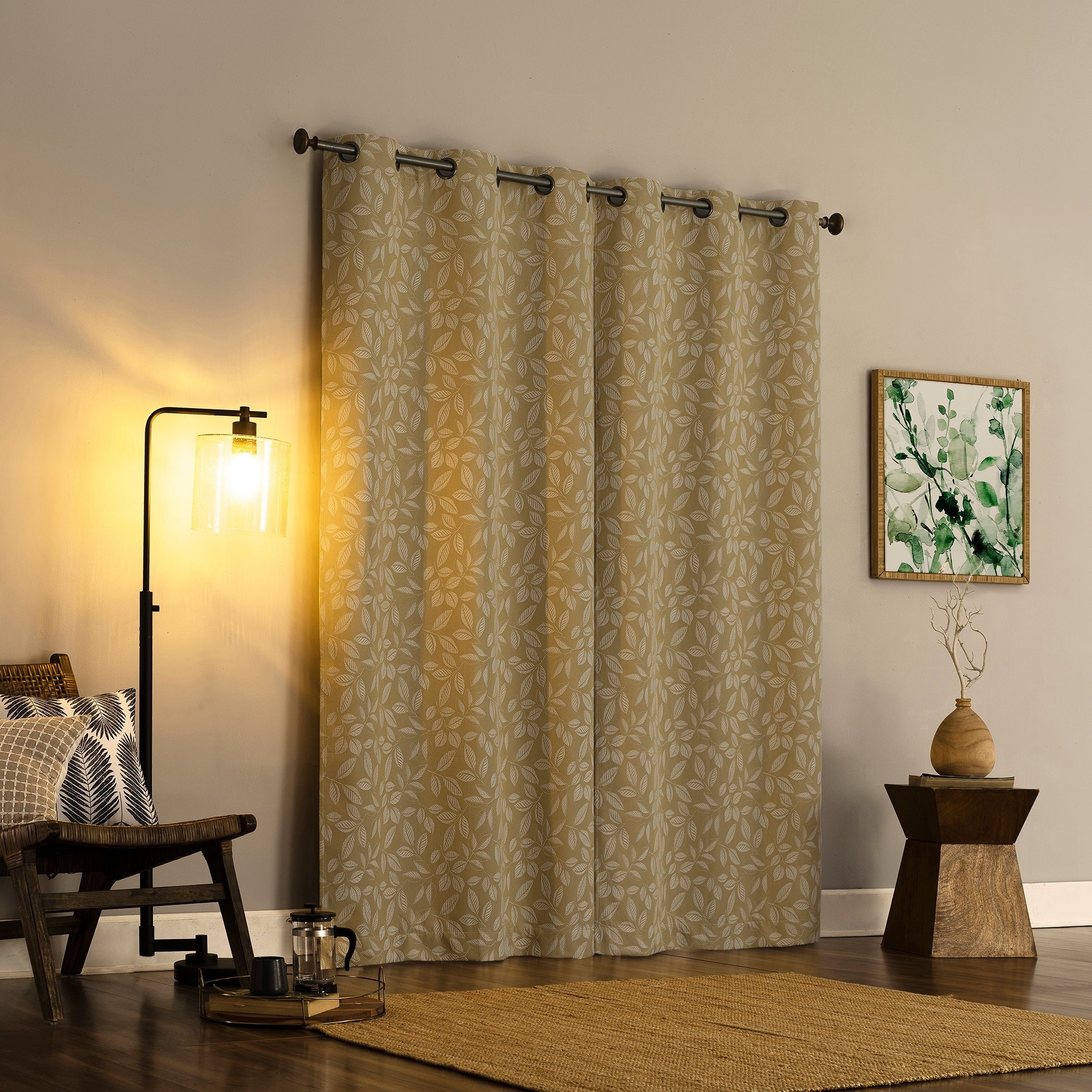 Sun Zero Satti Embroidered Leaf Total Blackout Grommet Curtain Panel, Single Panel