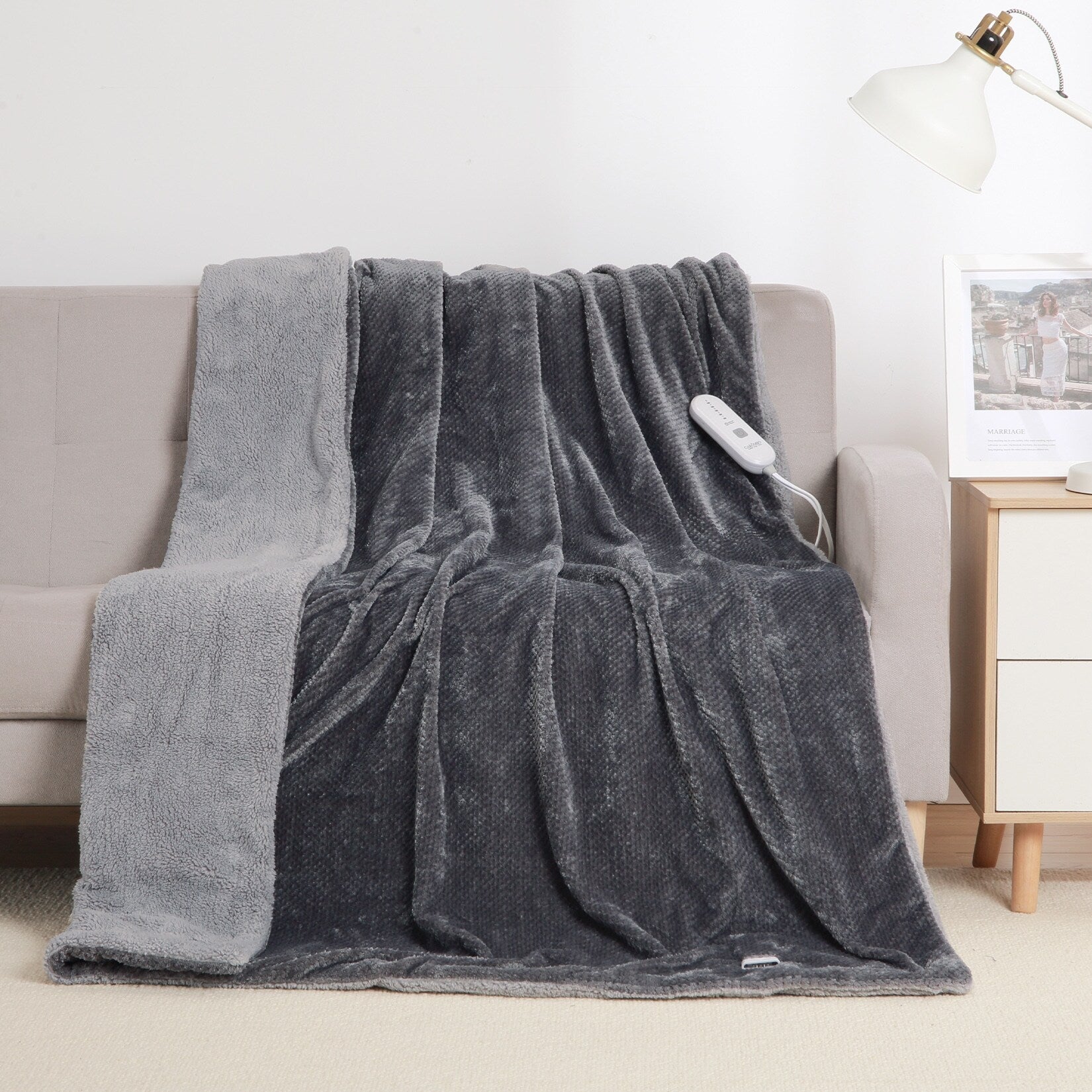 Flannel Sherpa Heating Blanket with 5 Heat Settings