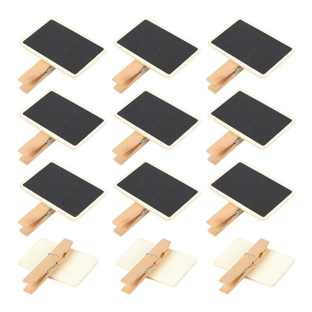 Mini Blackboard Clips - 12-Set Chalkboard Tag Signs, Wooden Message Board