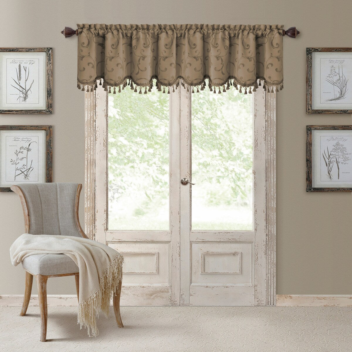 Elrene Mia Jacquard Blackout Scallop Window Valance - 52 w x 19 l