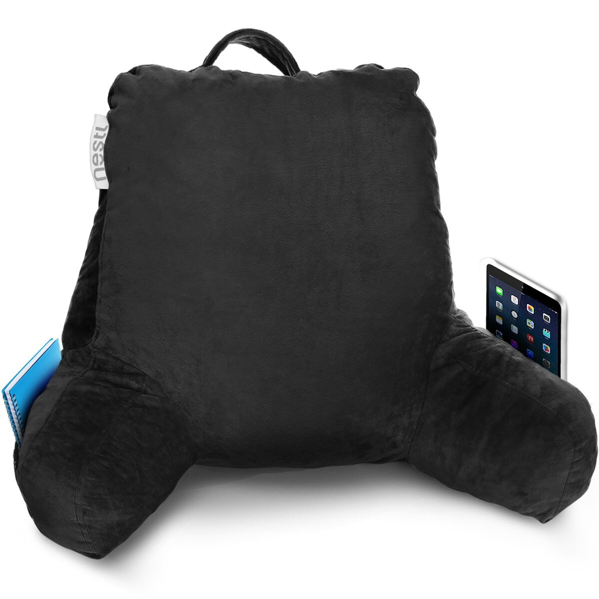 Nestl Memory Foam Reading Pillow with Backrest, Arms and Pockets