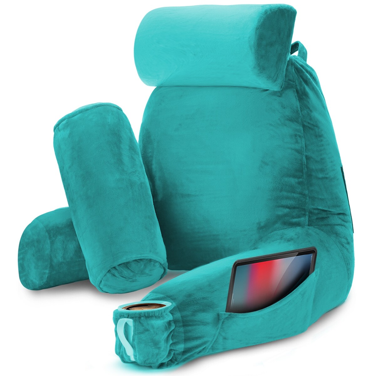 Nestl Memory Foam Reading Pillow with Backrest, Arms and Pockets