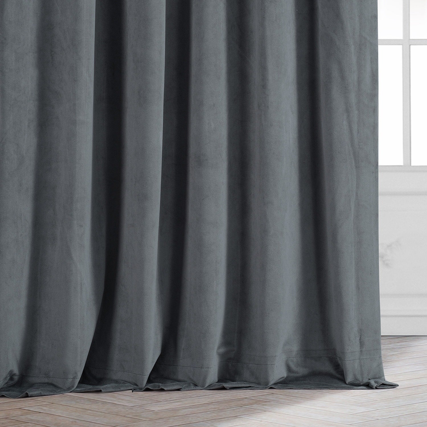 Exclusive Fabrics Natural Grey Velvet Blackout Curtain (1 Panel)