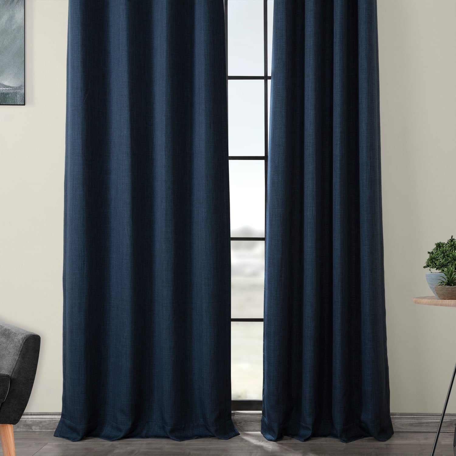 Exclusive Fabrics Faux Linen Grommet Room Darkening Curtain (1 Panel)