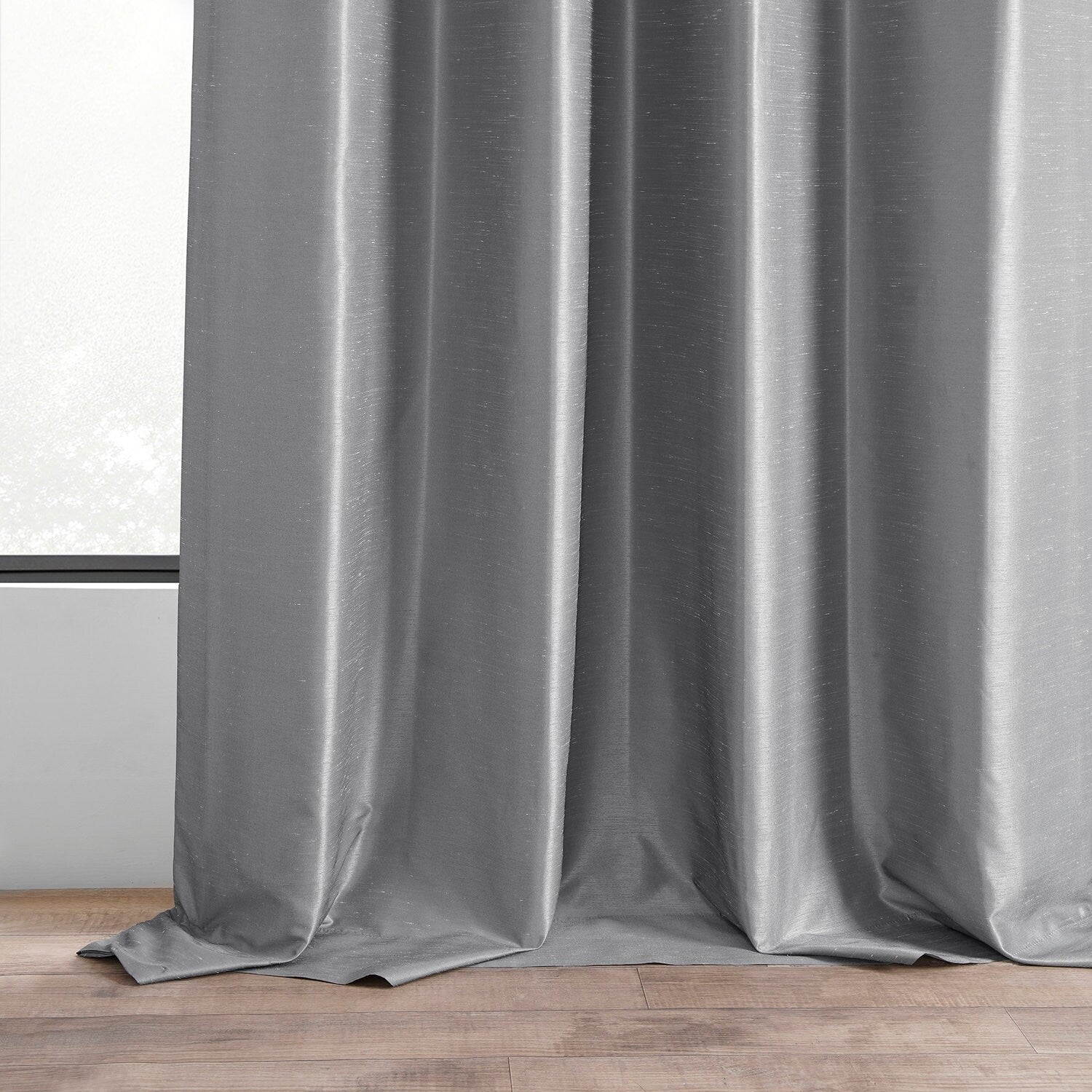 Exclusive Fabric Ruched Textured Faux Dupioni Silk Curtain (1 Panel)