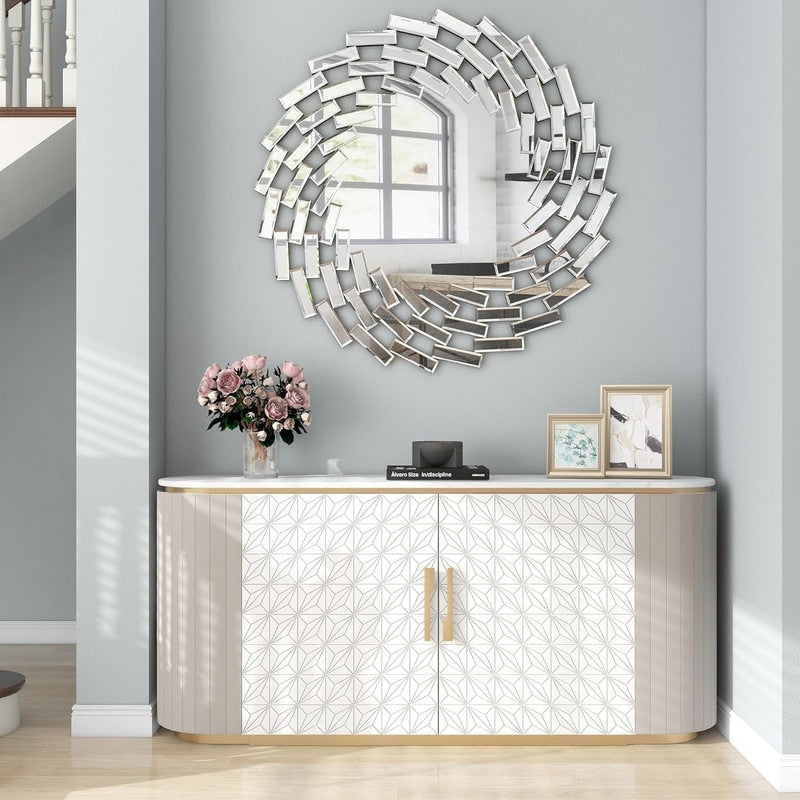 Sunburst Shape Wall Mirror Round Accent Mirror