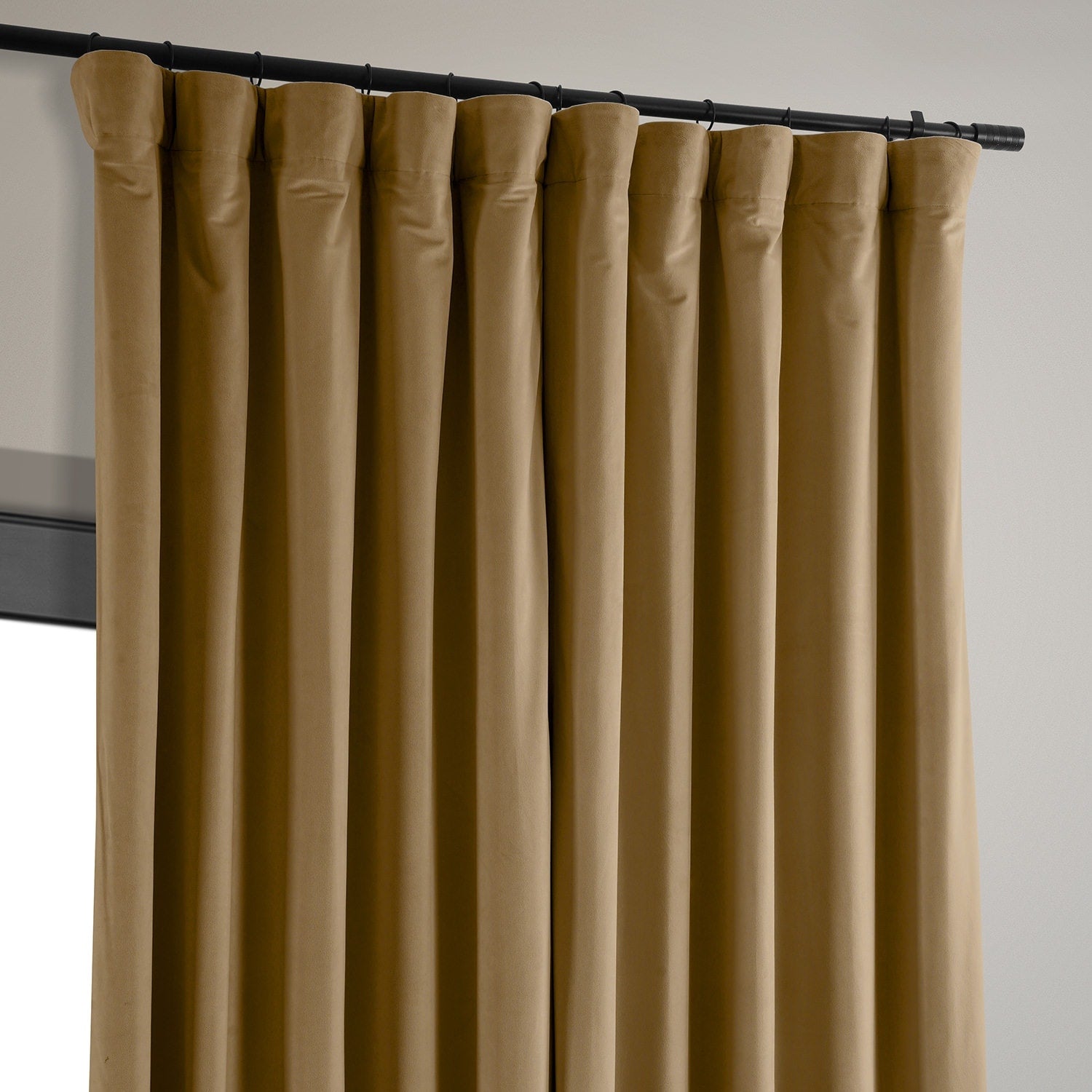 Exclusive Fabrics Signature Extra Wide Amber Gold Velvet Blackout Curtain (1 Panel) - Luxurious Blackout Drapery