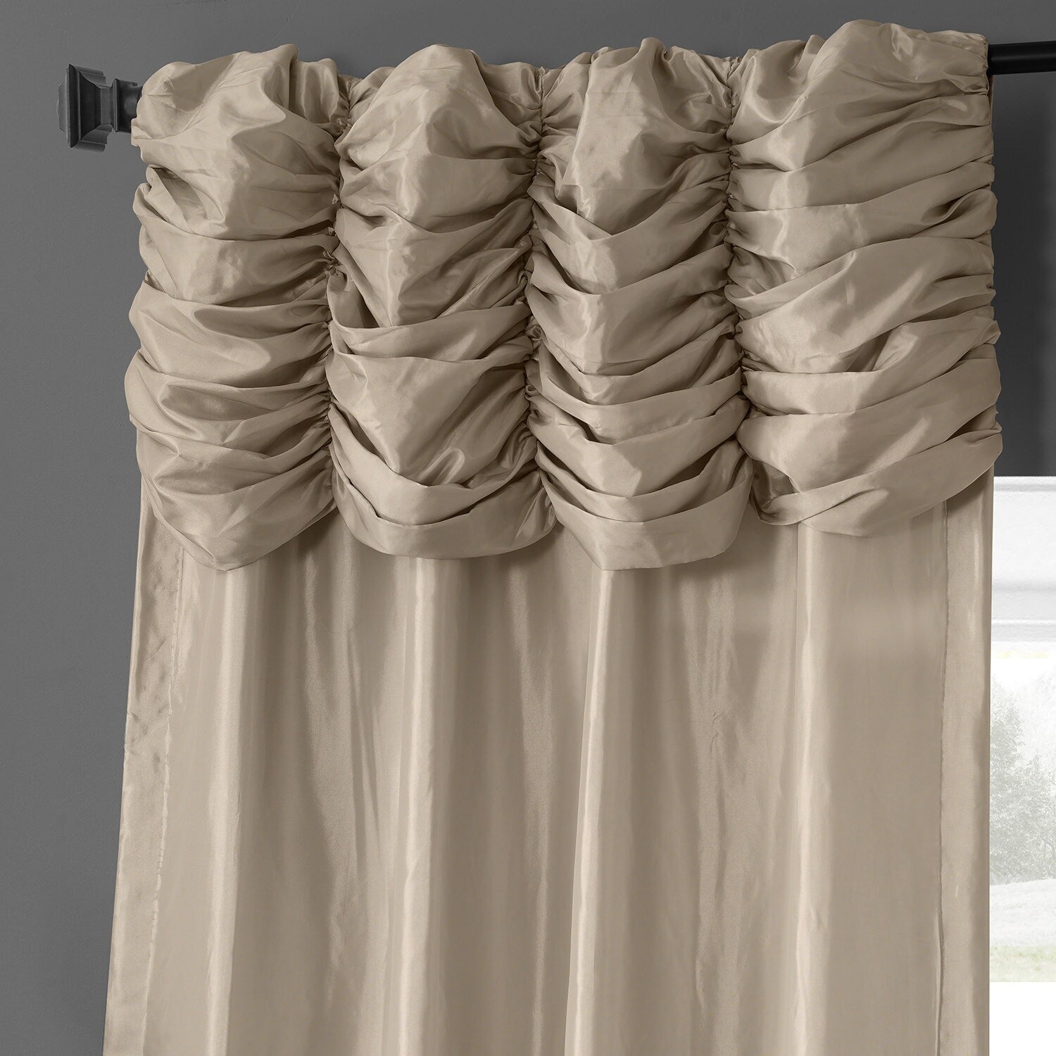 Exclusive Fabrics Single Ruched Faux Solid Taffeta Curtain (1 Panel)