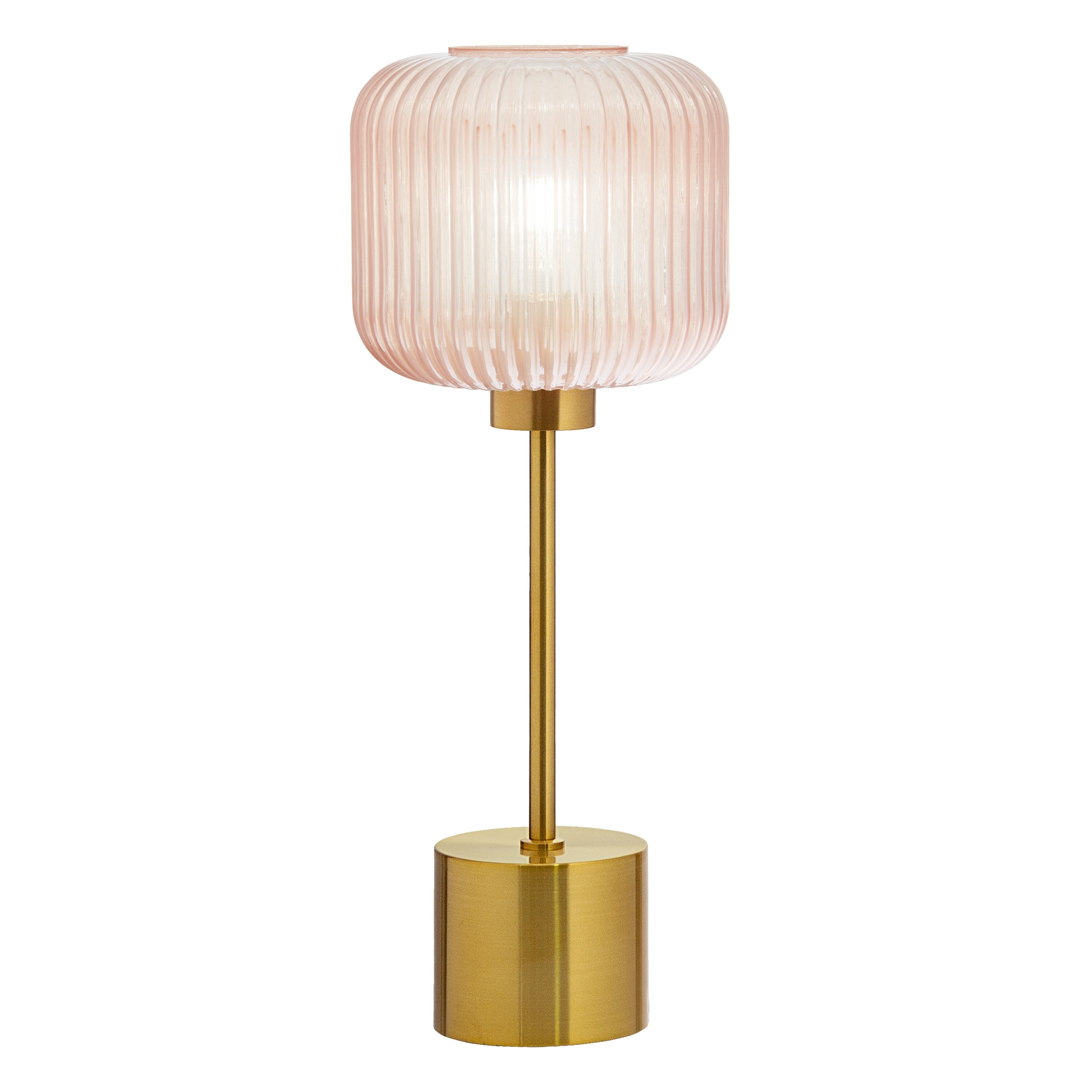 Rowan River of Goods 21.25-Inch Brushed Gold Metal Table Lamp with Glass Shade