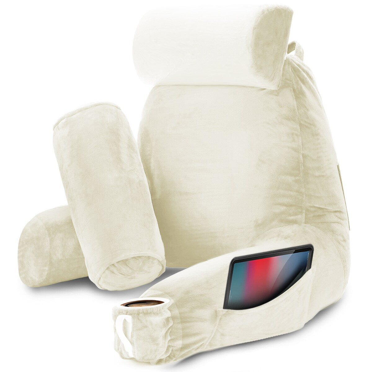 Nestl Memory Foam Reading Pillow with Backrest, Arms and Pockets