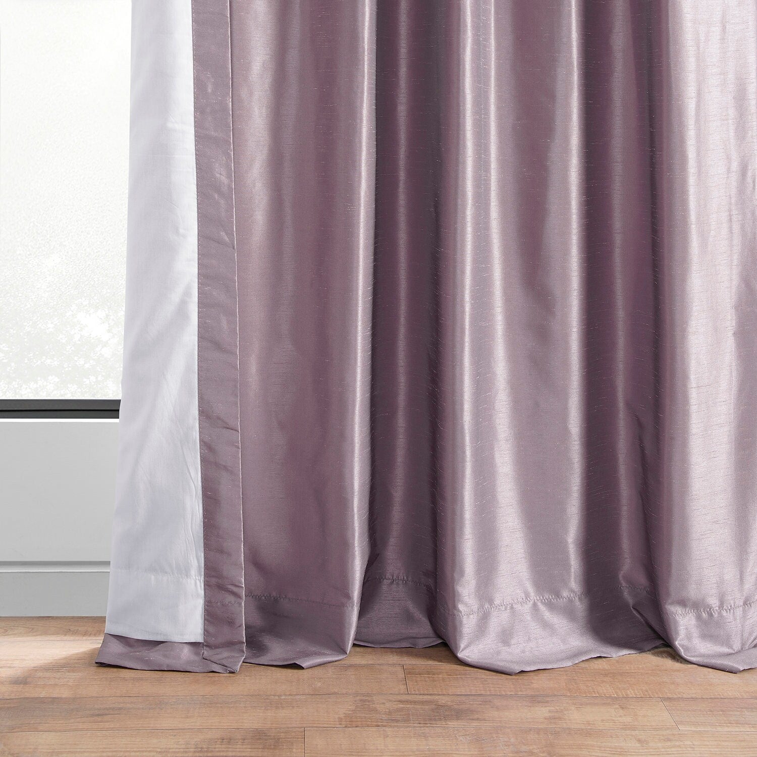 Exclusive Fabrics Smokey Plum Vintage Textured Faux Dupioni Silk Curtain Panel