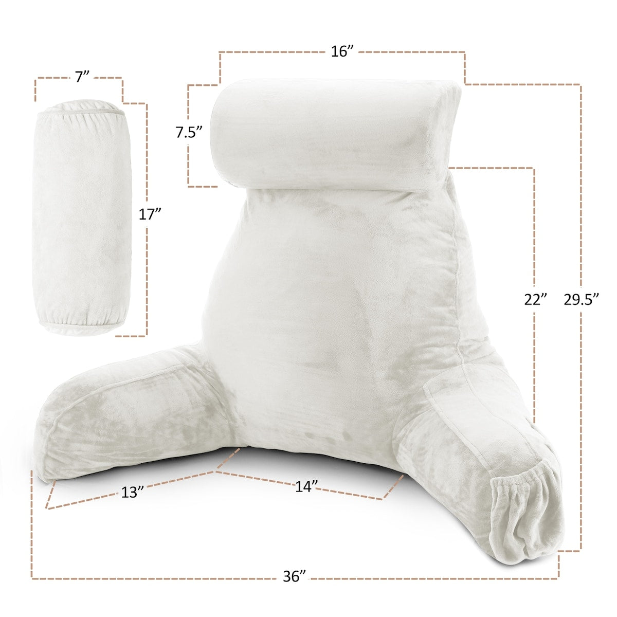 Nestl Memory Foam Reading Pillow with Backrest, Arms and Pockets