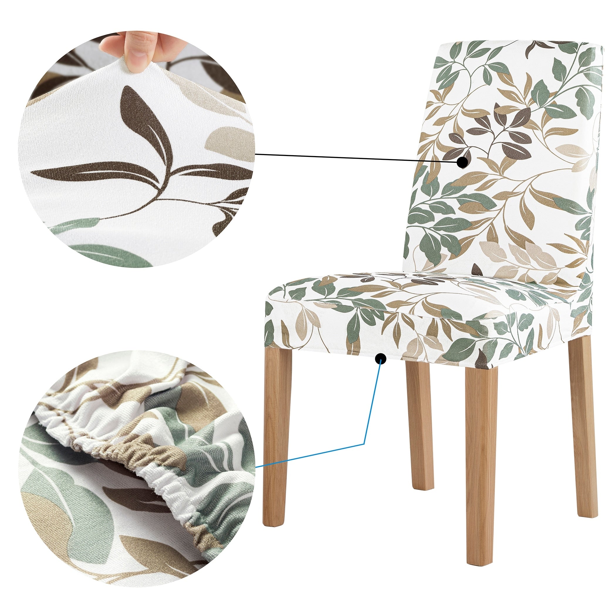 No. 918 Hillsboro 2-pack Botanical Print Stretch Fit Elastic Dining Chair Cover Pair - 28 x 39