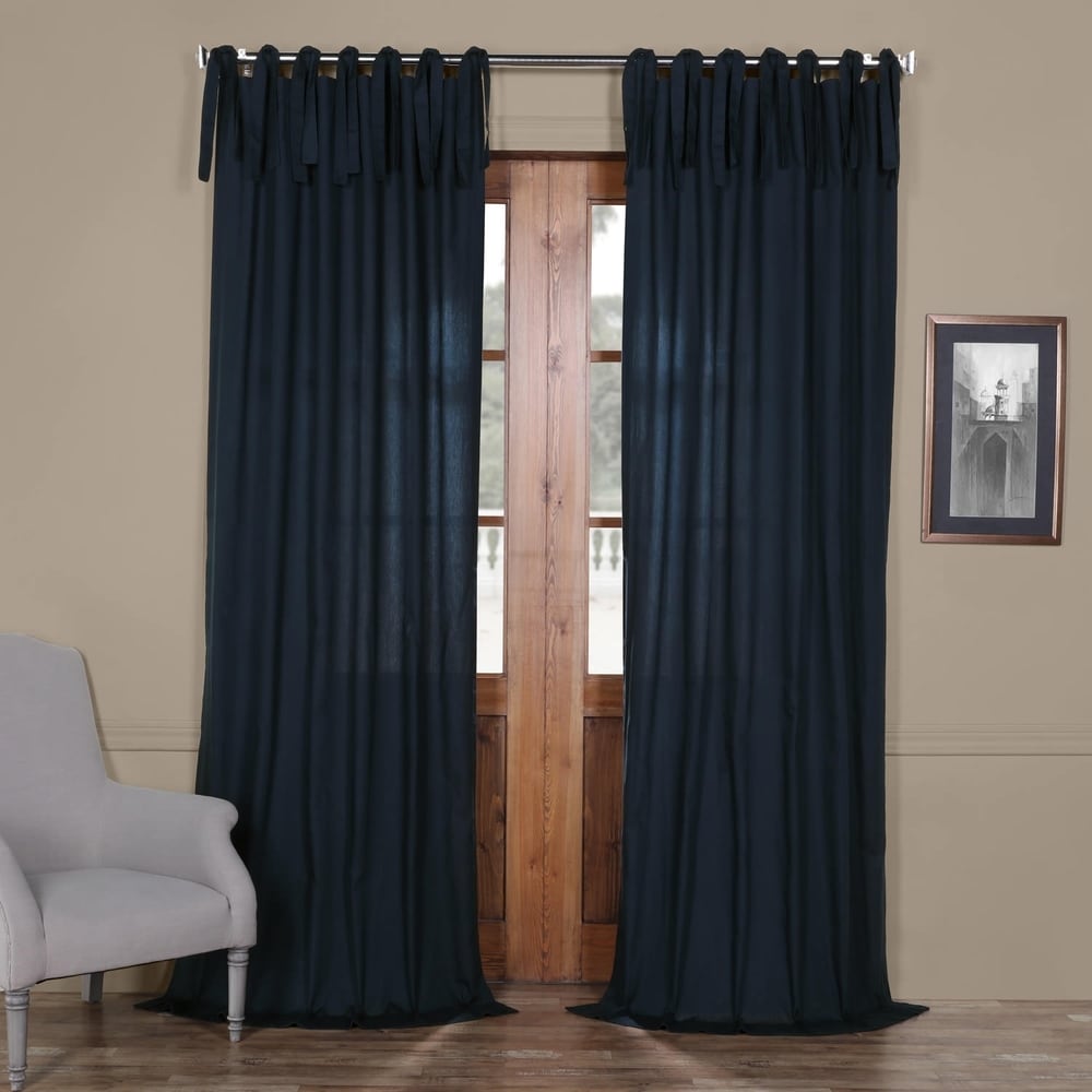 Exclusive Fabrics Solid Cotton Tie-Top Curtain (1 Panel)