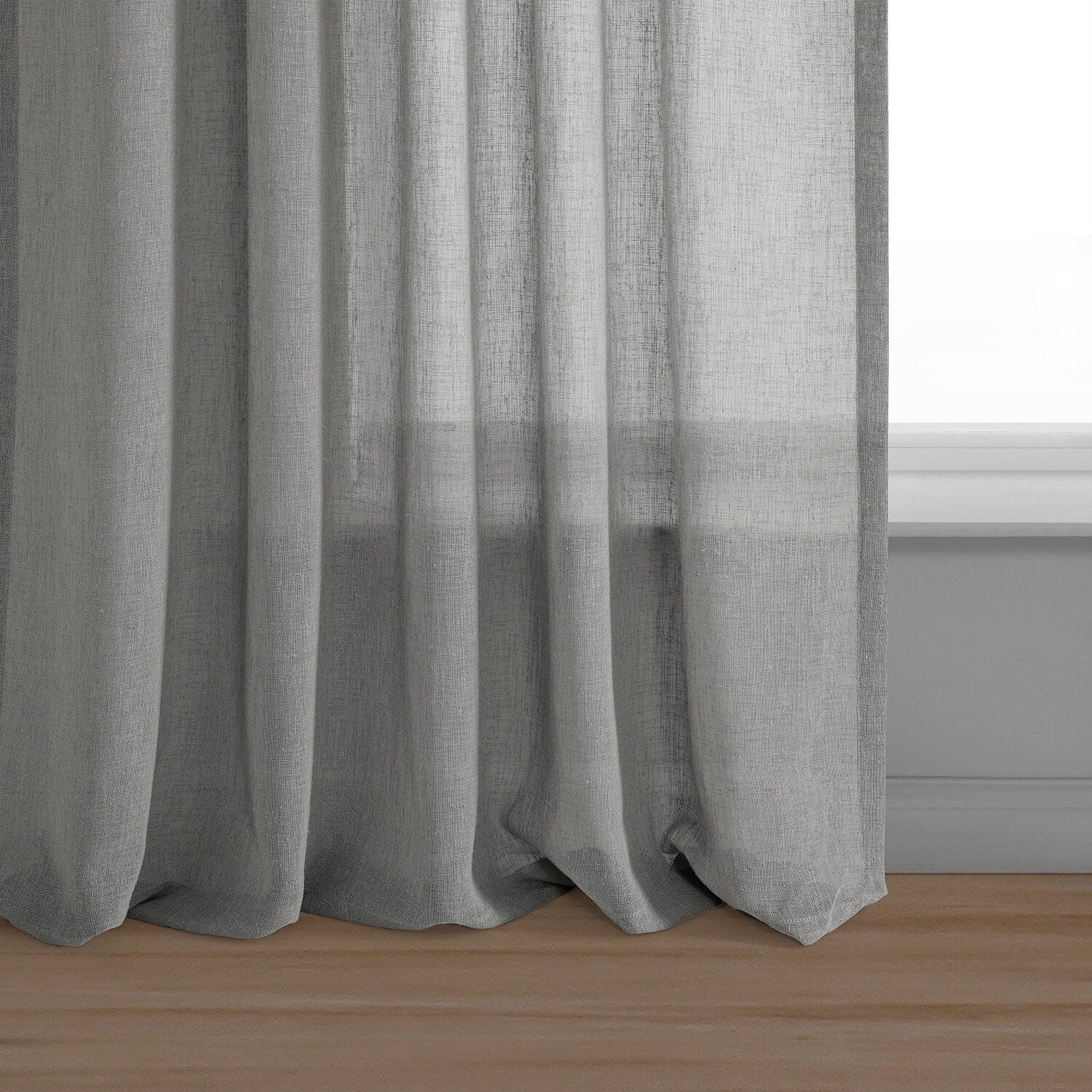 Exclusive Fabrics Solid Faux Linen Sheer Curtain (1 Panel)