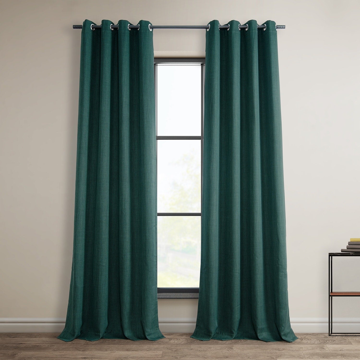 Exclusive Fabrics Faux Linen Grommet Room Darkening Curtain (1 Panel)