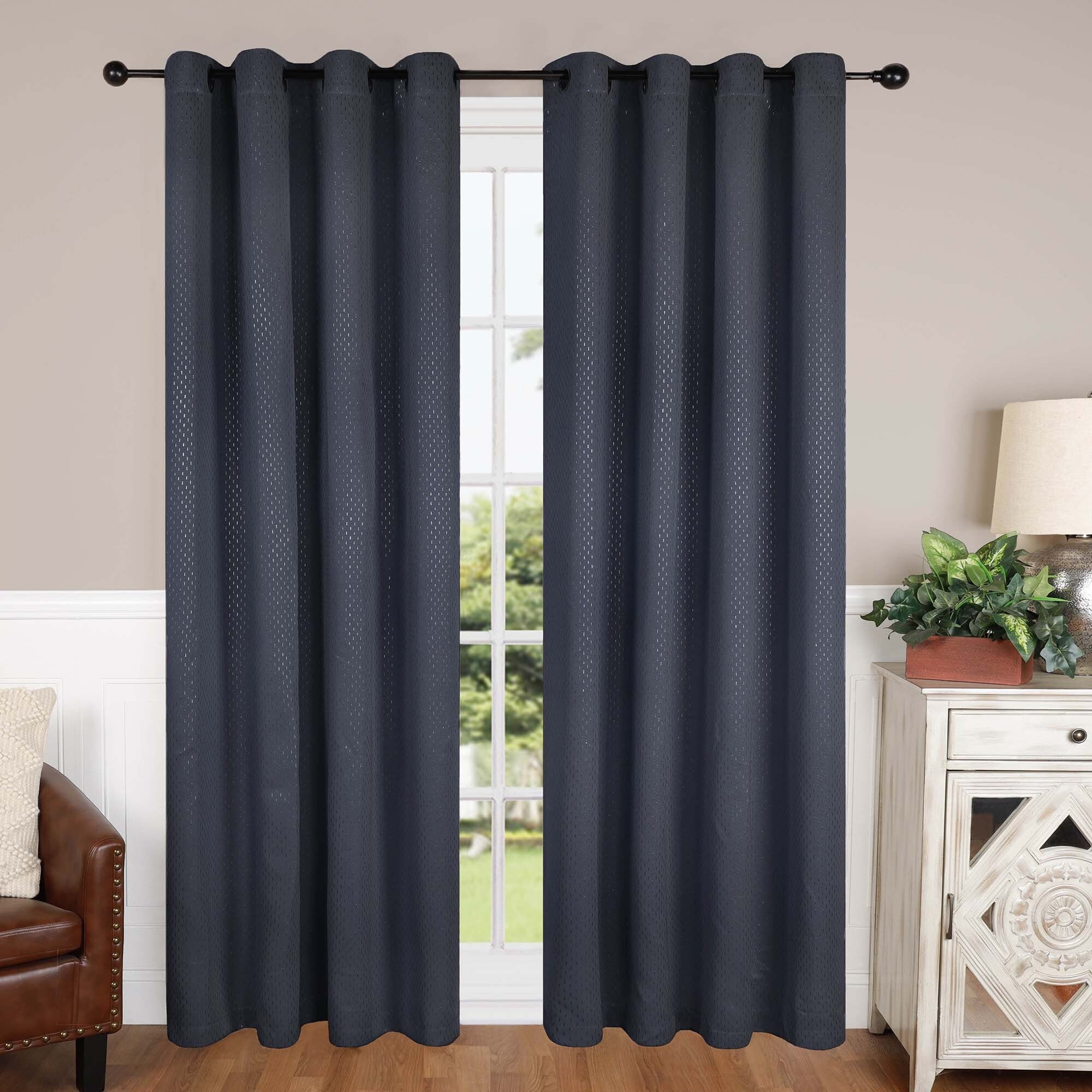 Superior Shimmer Washable Room Darkening Curtains, Set of 2 Panels