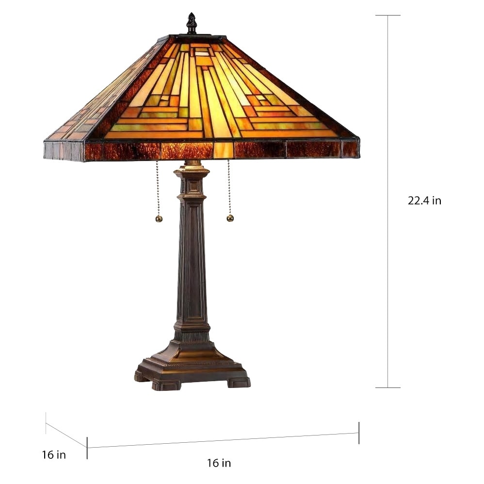 Tiffany Style Mission Design 2-light Dark Antique Bronze Table Lamp