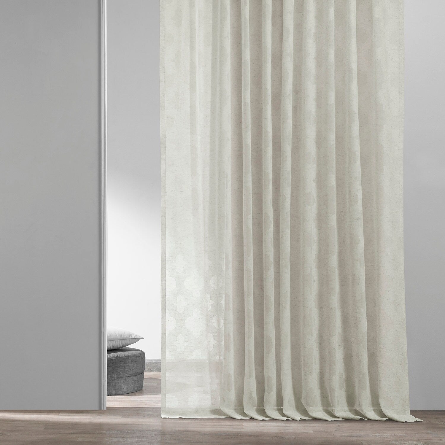 Exclusive Fabrics Calais Tile Patterned Faux Linen Sheer Curtain