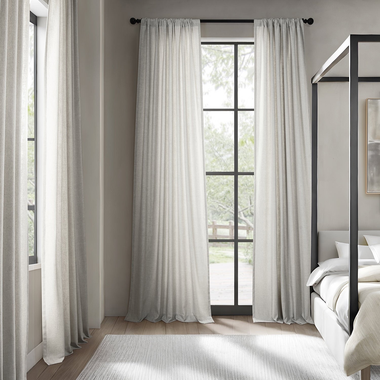 Exclusive Fabrics Simply Faux Linen Curtains - 2 Panels - Light Filtering Window Curtains