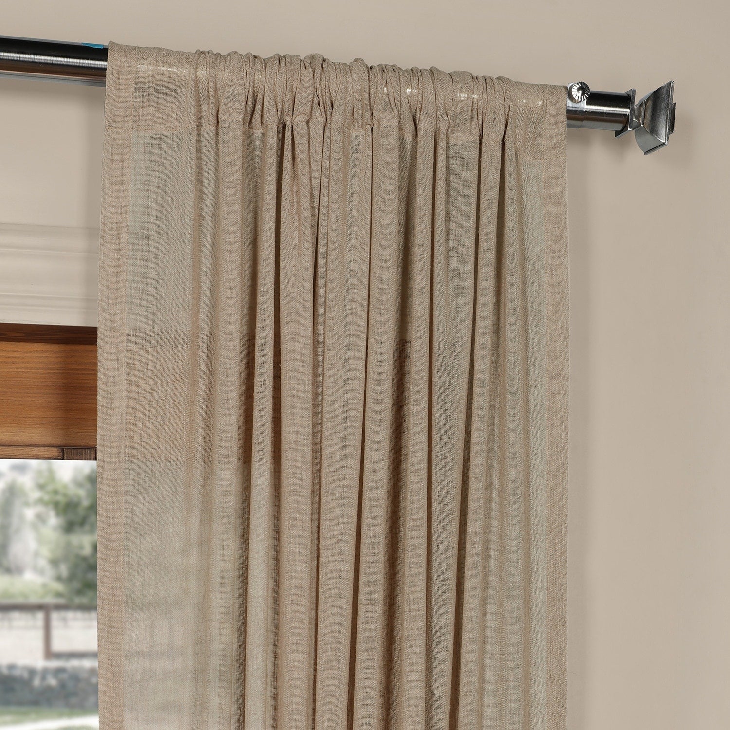 Exclusive Fabrics Solid Faux Linen Sheer Curtain (1 Panel)