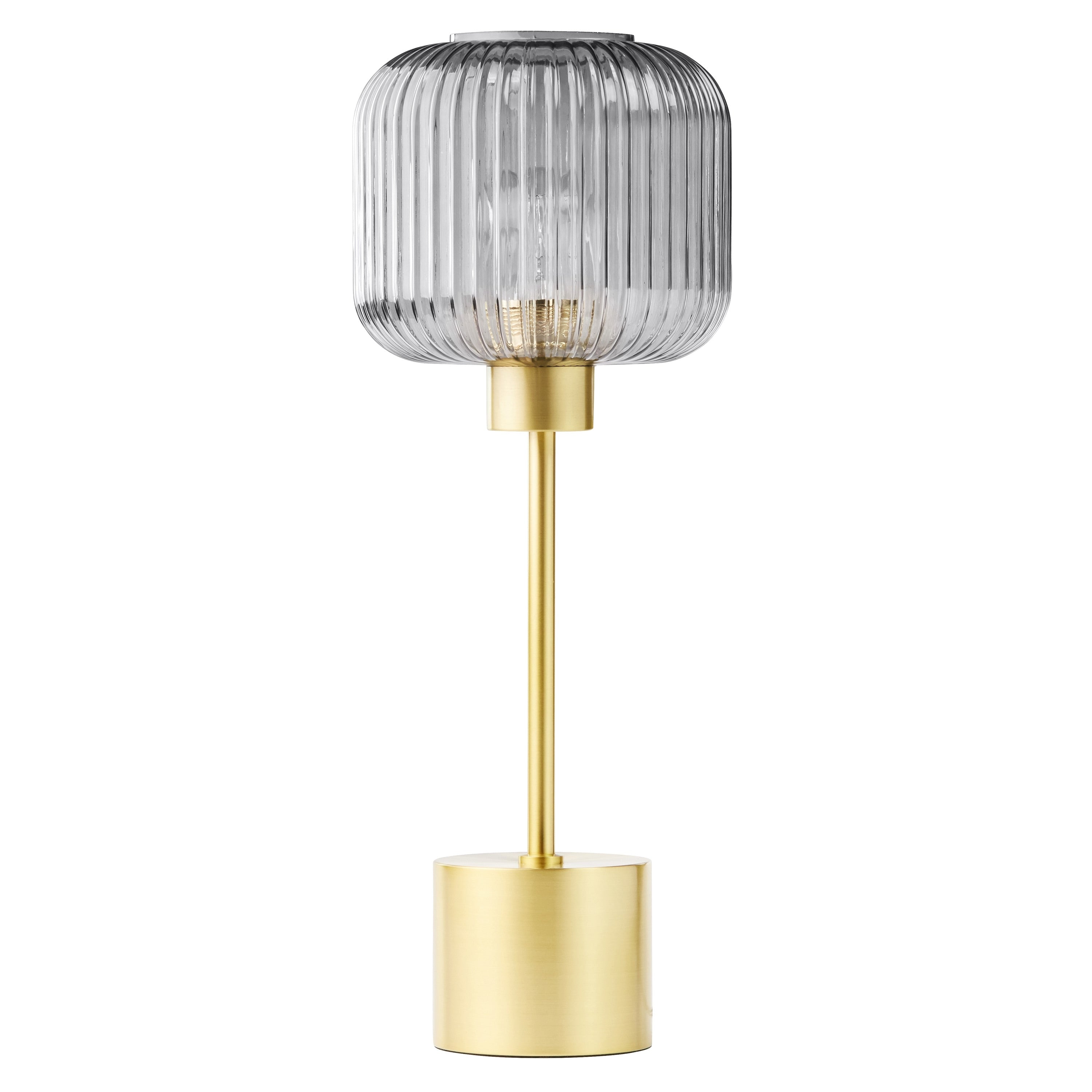 Rowan River of Goods 21.25-Inch Brushed Gold Metal Table Lamp with Glass Shade