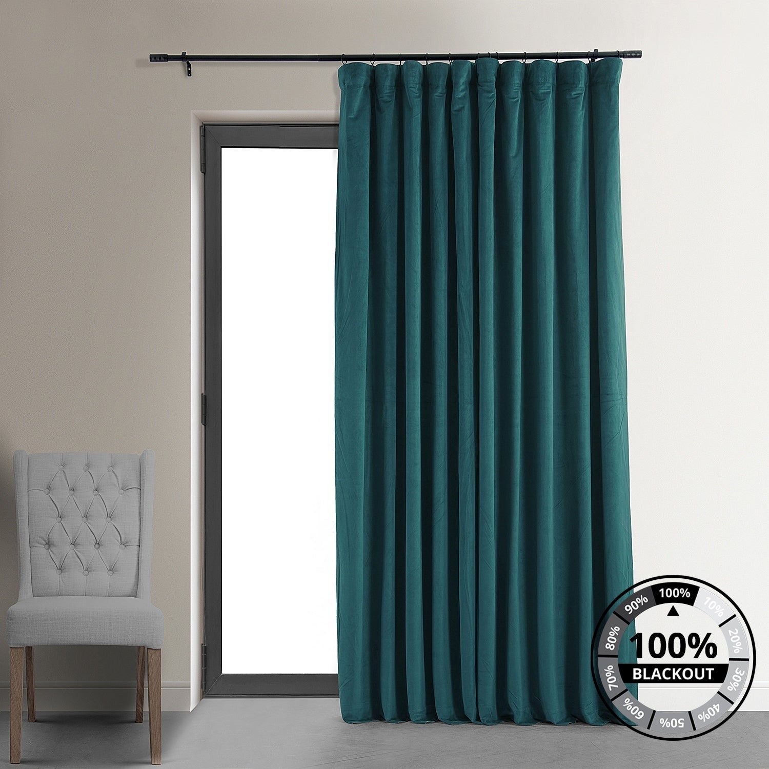 Exclusive Fabrics Signature Extra Wide Blackout Velvet Curtains (1 Panel) - Luxurious Blackout Drapes