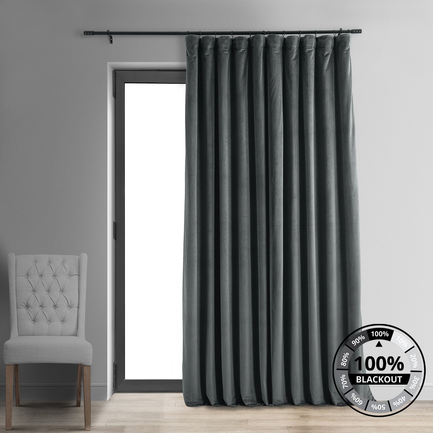 Exclusive Fabrics Signature Extra Wide Blackout Velvet Curtains (1 Panel) - Luxurious Blackout Drapes