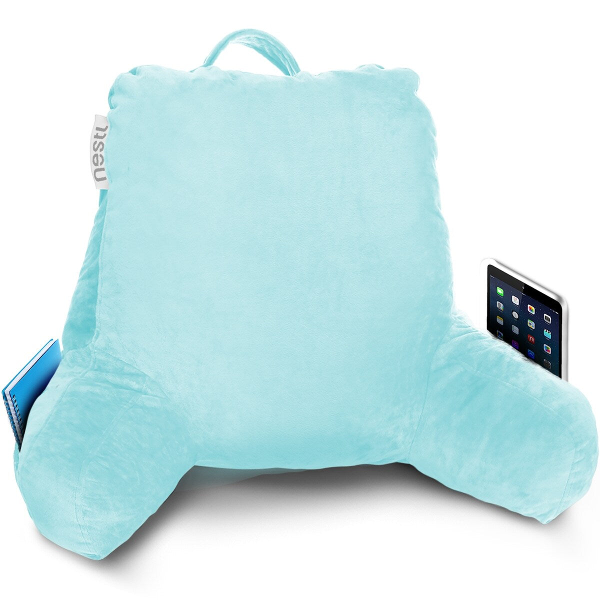 Nestl Memory Foam Reading Pillow with Backrest, Arms and Pockets