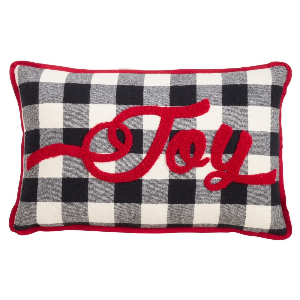 Buffalo Plaid Pillow With Joy Design