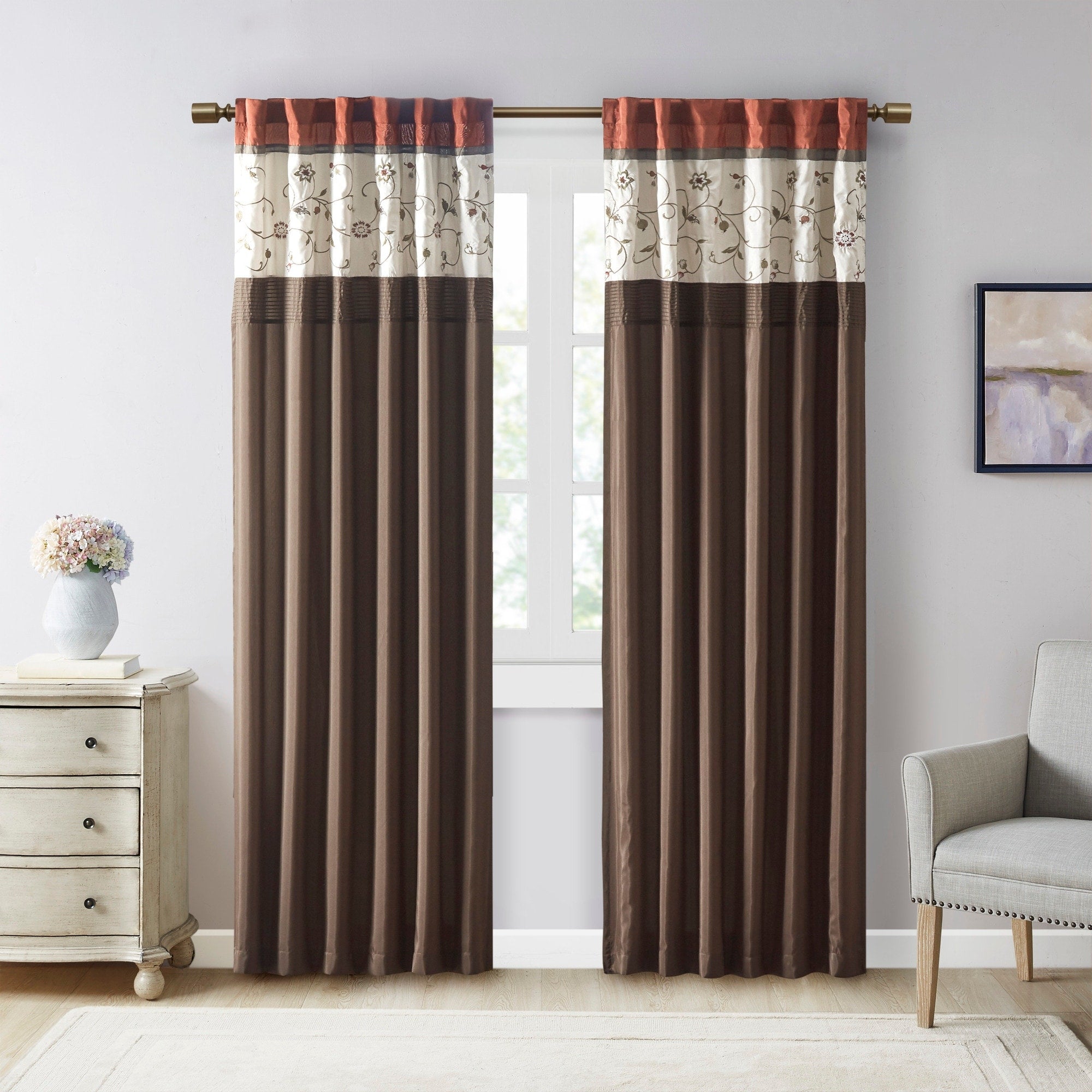 Madison Park Belle Embroidered Window Curtain Panel