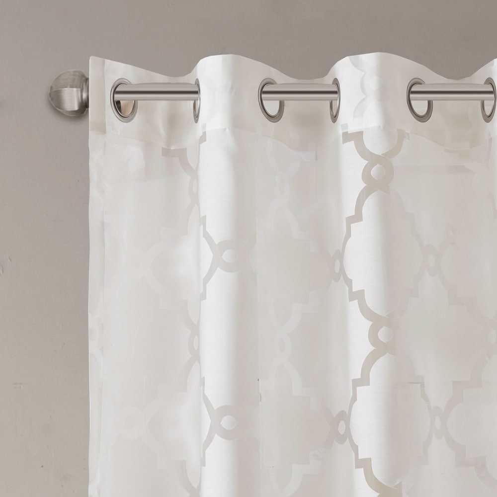 Madison Park Laya Fretwork Burnout Sheer Curtain Panel