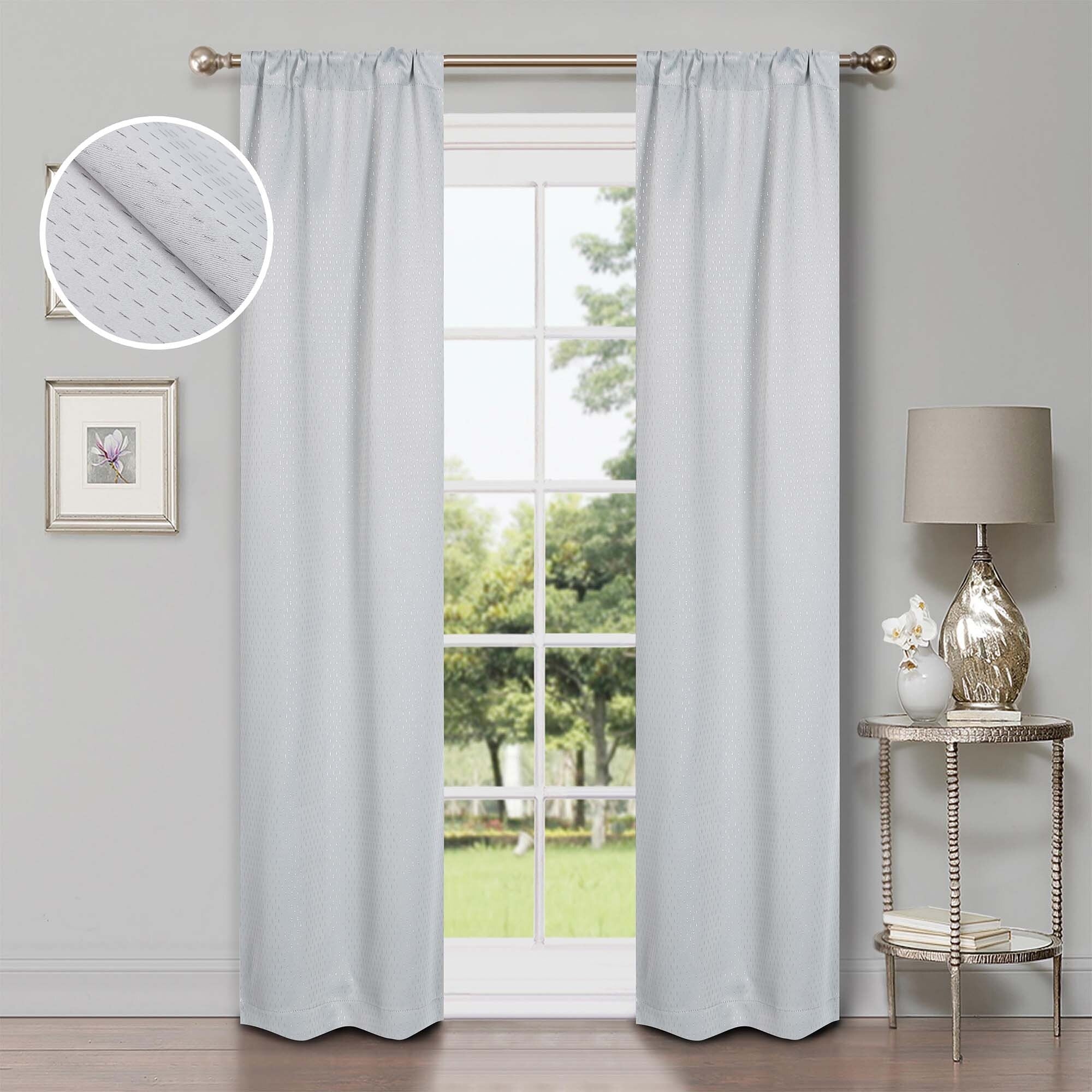 Superior Shimmer Washable Room Darkening Curtains, Set of 2 Panels