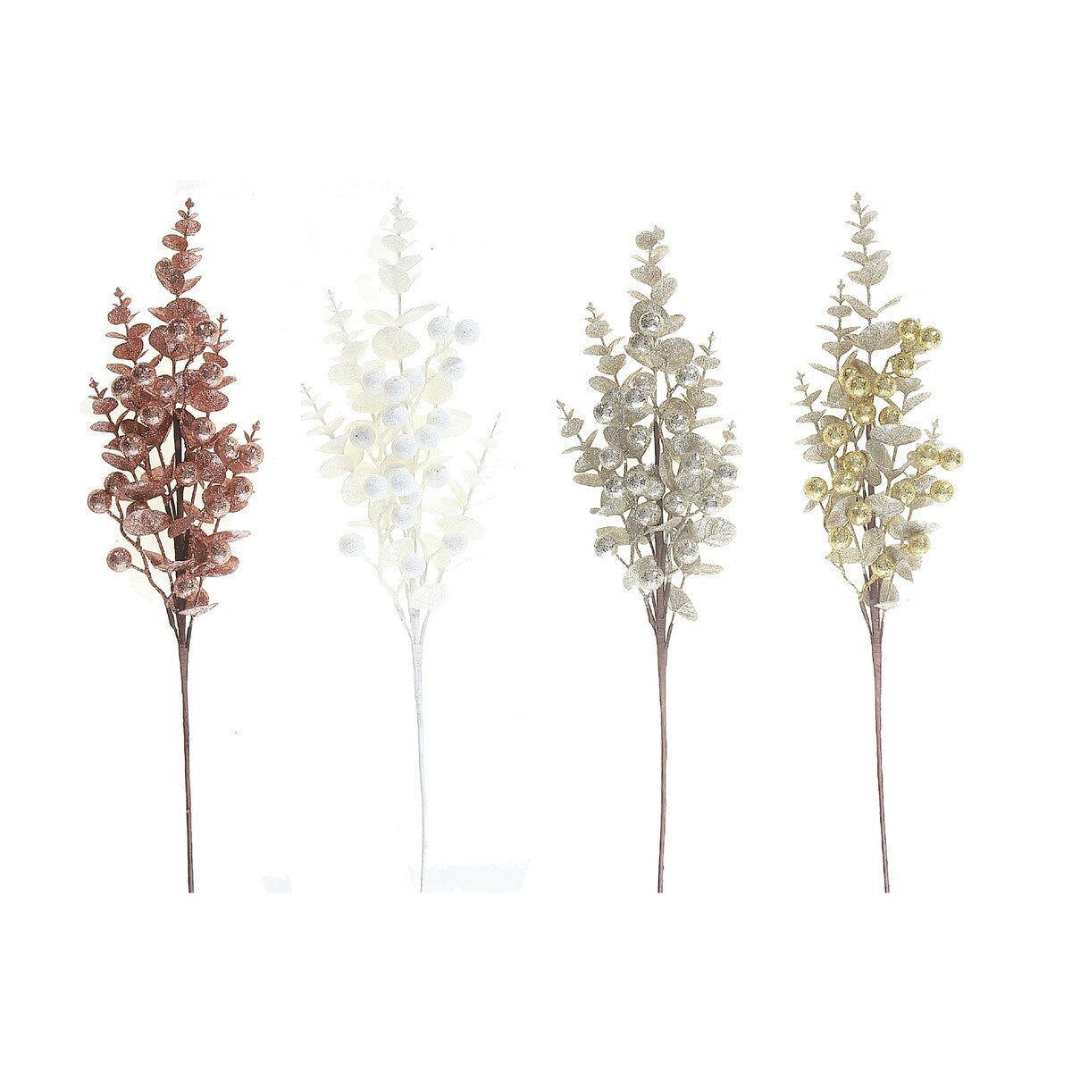 Glitter Berry And Leaves Spray - Set of 4 - Multi