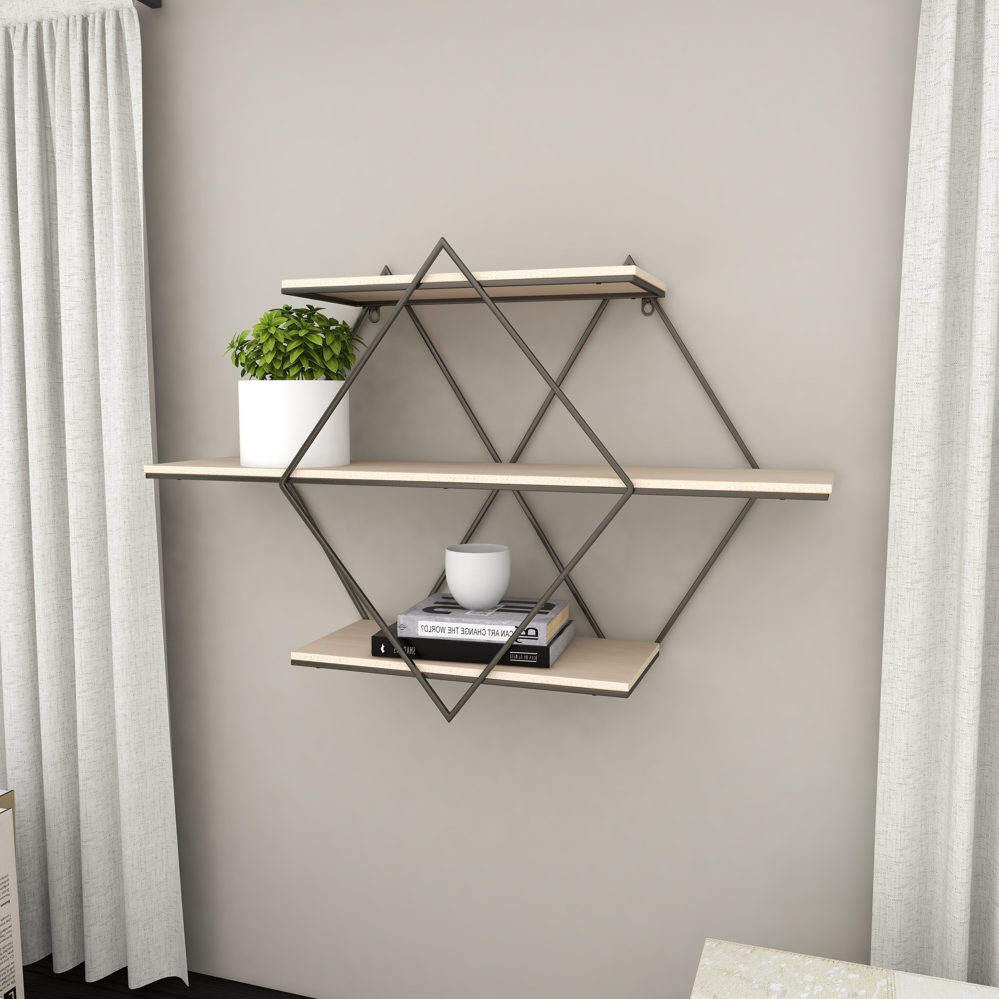 Brown MDF Contemporary Wall Shelf 20 x 30 x 7 - 30 x 7 x 20