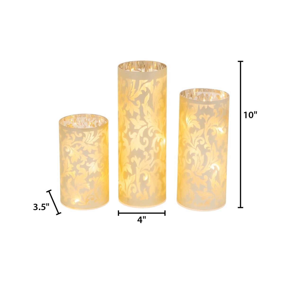 Illuminated Champagne Colored Glass Luminary Set of 3