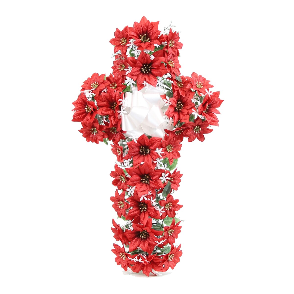 Memorial Christmas Poinsettia Memorial Cross - N/A